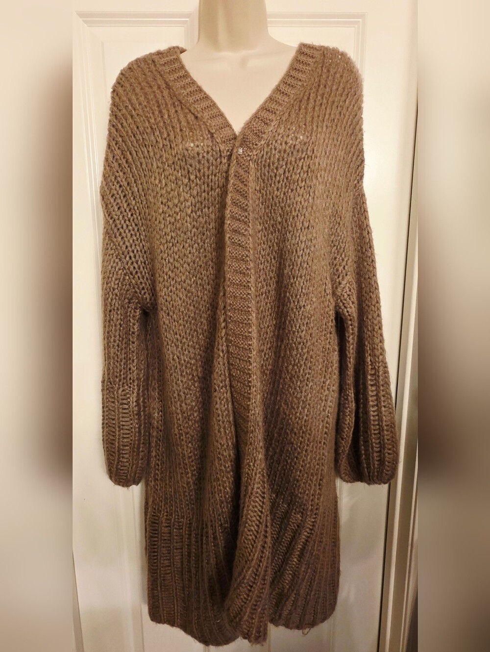 In Bloom Long Chunky Open Cardigan - Brown